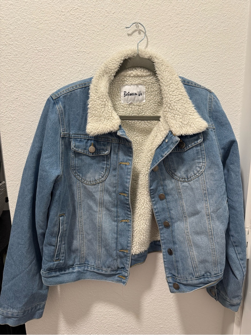 Light Blue Sherpa-Lined Denim Jacket